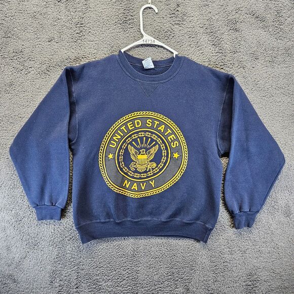 US Navy Sweatshirt Adult Size Medium Blue Crewneck Logo Pullover Soffe - Picture 1 of 9